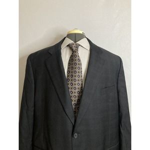 Jack Victor Mens Sport Coat Blazer Suit Jacket 48R 52" Gray Check 2 Button Wool